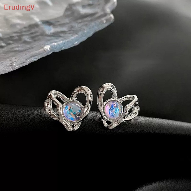 [ErudingV] Bông Tai Kim Loại Hình Trái Tim Đơn Giản Sáng Bóng Thời Trang Nữ Mới [Mới]