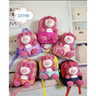 BALO vải cho bé mầm non đi học hình gấu dâu hồng LOTSO hot trend dễ thương cute cho bé gái