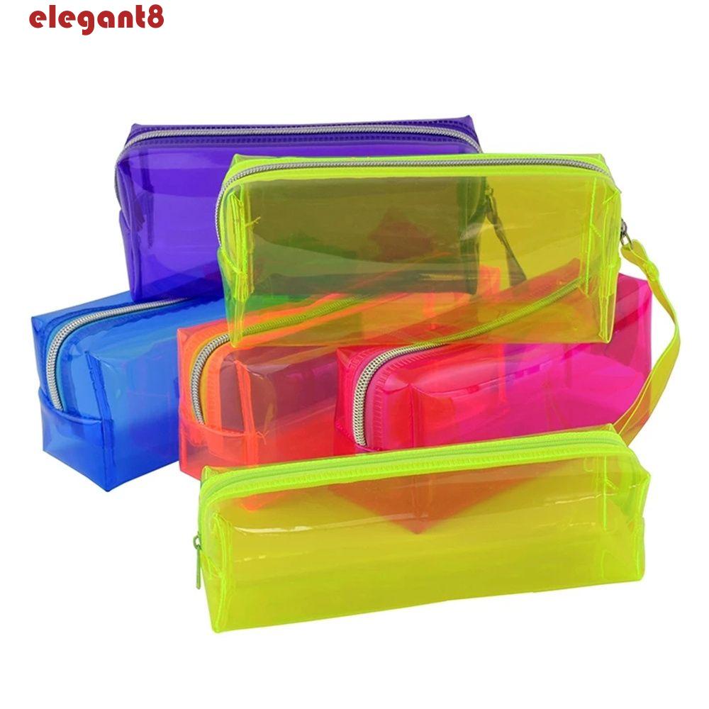 Túi Đựng Bút Bằng PVC Trong Suốt Màu Dạ Quang Xinh Xắn Ốp