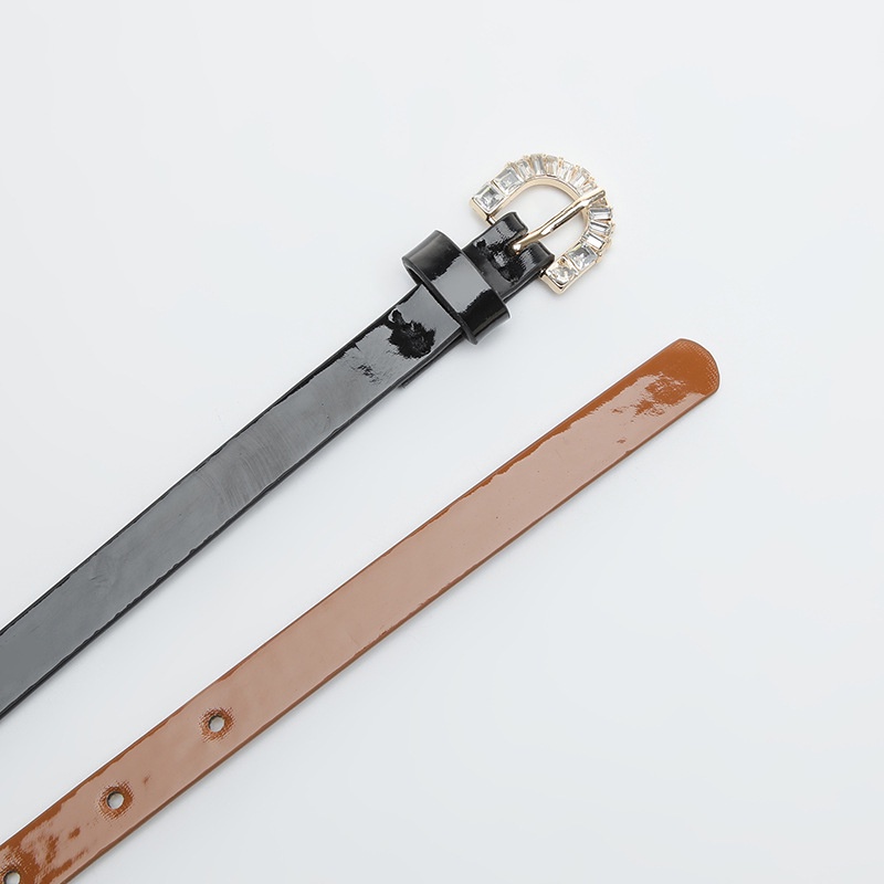 Thắt Lưng Da Mỏng Màu Sáng Đính Đá Phối Khóa Kim Loại Trang Trí Đầm Thời Trang Mùa Hè Cho Học Sinh