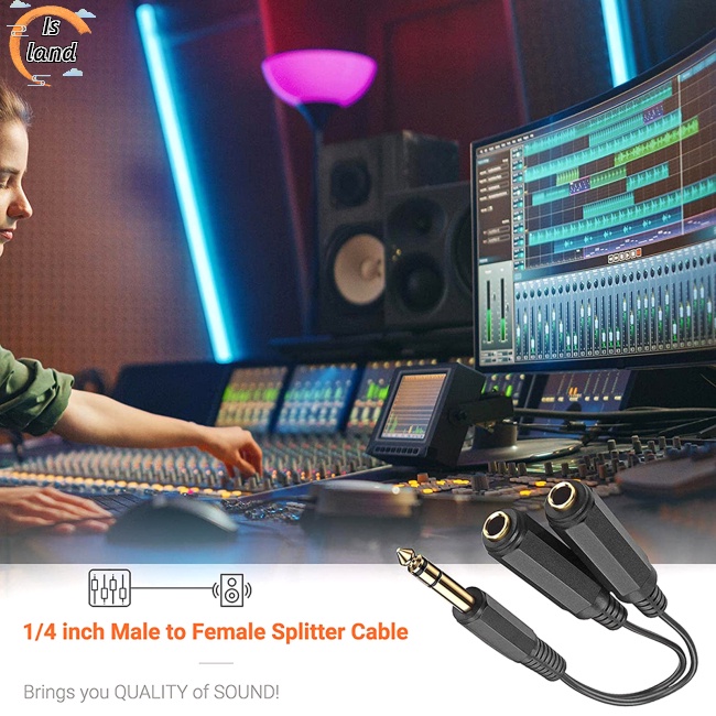 Cáp ChuyểN ĐổI Âm Thanh 6.35 Sang 2 ĐầU Chia 6.5 Mono Mạ VàNg 1 Sang 2 Chuyên DụNg