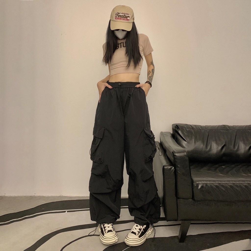 Quần Dài Thể Thao Dáng Rộng Cỡ Lớn Thời Trang Mùa Xuân Thu Hàn Quốc Giản Dị