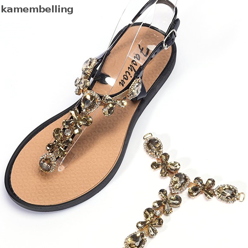 Kamembelling 1 Phụ Kiện Khóa Giày Bikini Đính Đá Kim Cương Giả Màu Vàng / Bạc DIY
