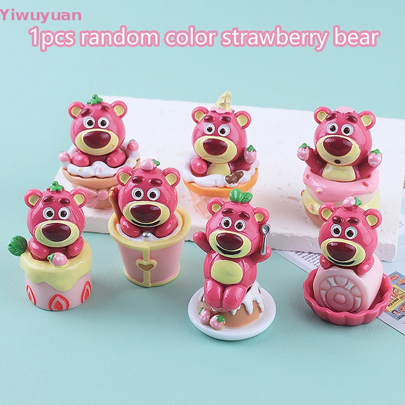 1 Đồ trang trí Gấu Và Dâu Tây Mini Trang Trí Đáng Yêu Mới