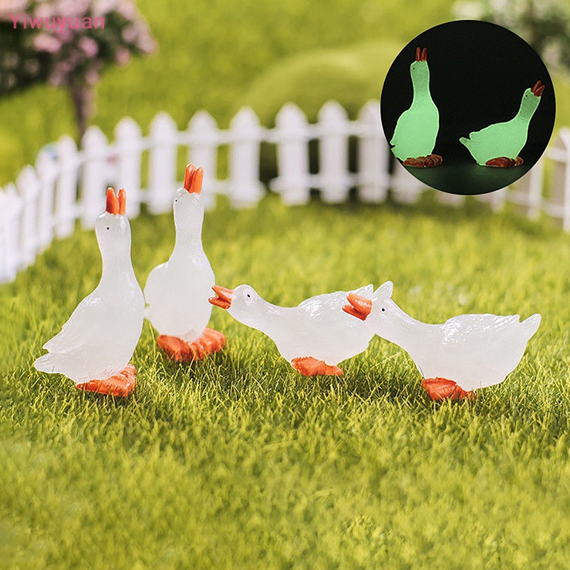 Bộ 3 Tượng Ngỗng Mini Bằng Nhựa Phát Quang Trang Trí Sân Vườn Mới