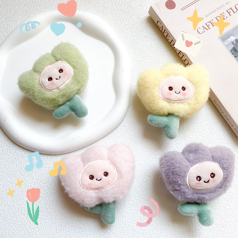 Móc Khóa Bông Mềm Mại Hình Hoa Tulip Hoạt Hình Đơn Giản Trang Trí Điện Thoại