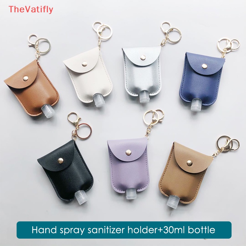 [Thevalifly] Chai Đựng Nước Rửa Tay Khử Trùng Bằng Da Có Móc Khóa Có Thể Nạp Lại