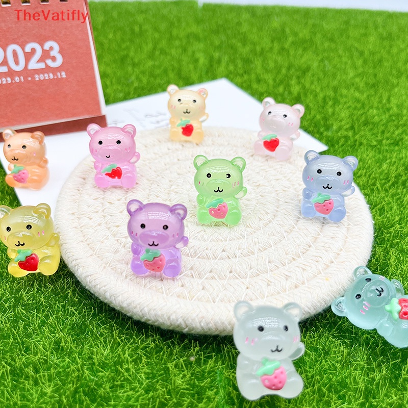 Bộ 2 Gấu Dâu Tây Dạ Quang Bằng Nhựa Resin Sáng Tạo Trang Trí