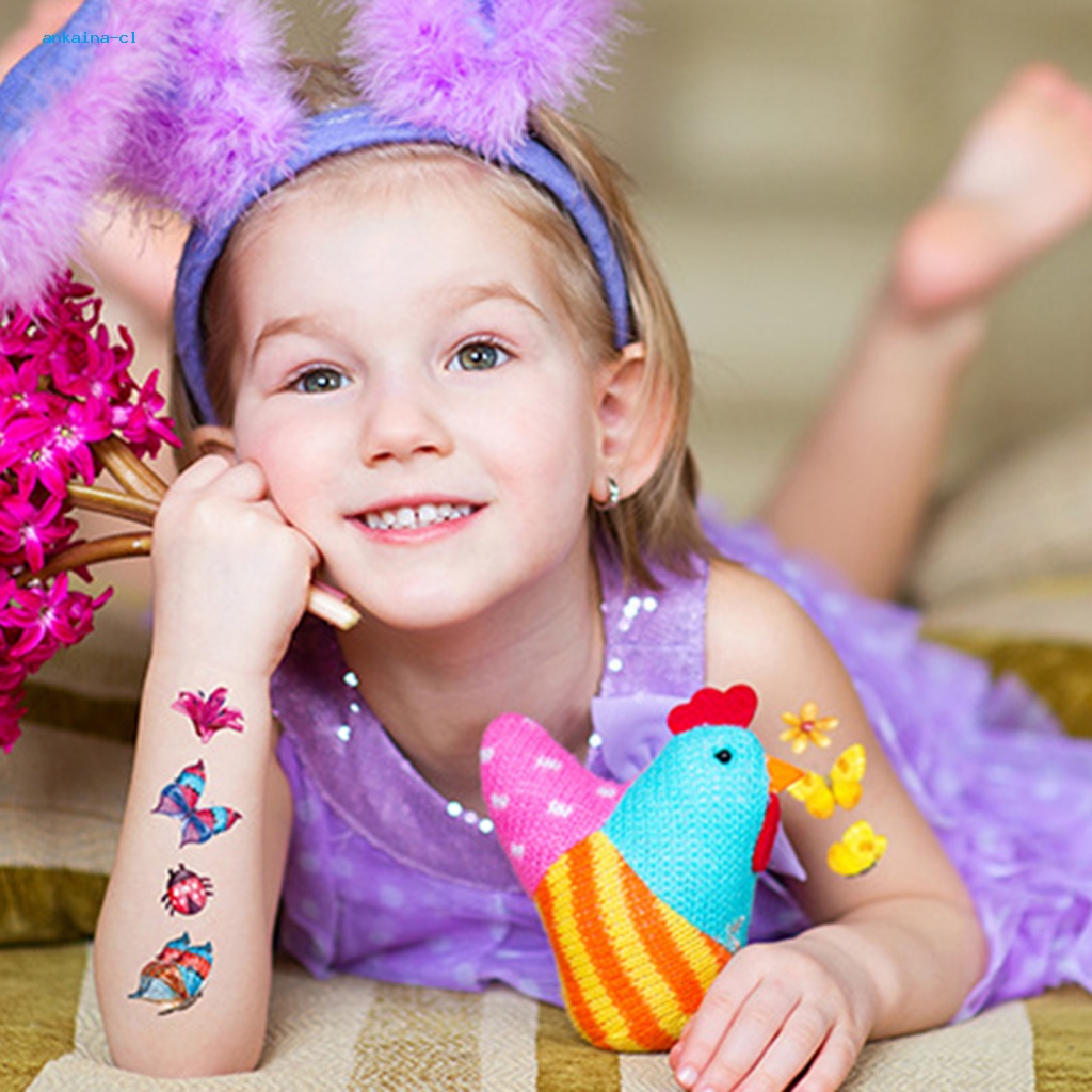 Set 10 Miếng Dán Hình Xăm Tạm Thời Họa Tiết Bướm Nhiều Màu Dễ Thương Vui Nhộn