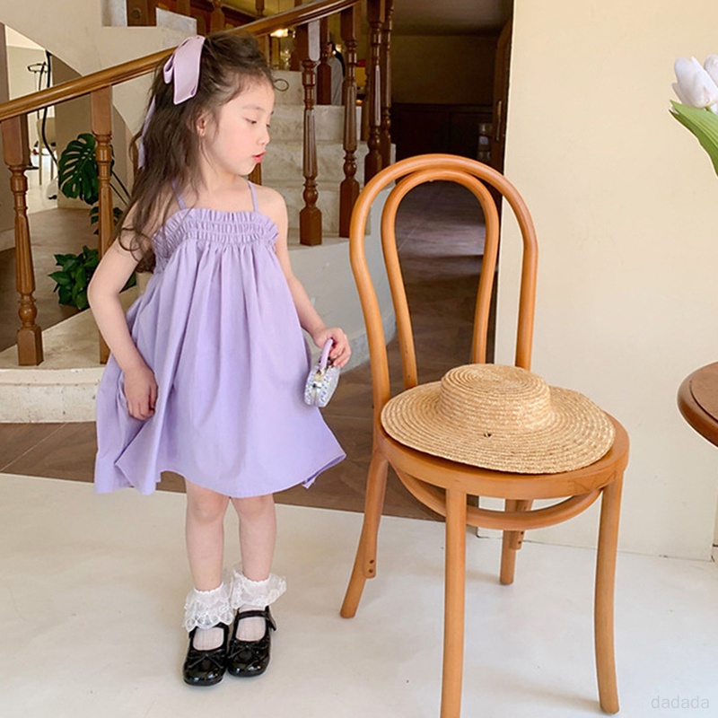 Đầm Hai Dây Mùa Hè Phong Cách Hàn Quốc Cho Bé Gái