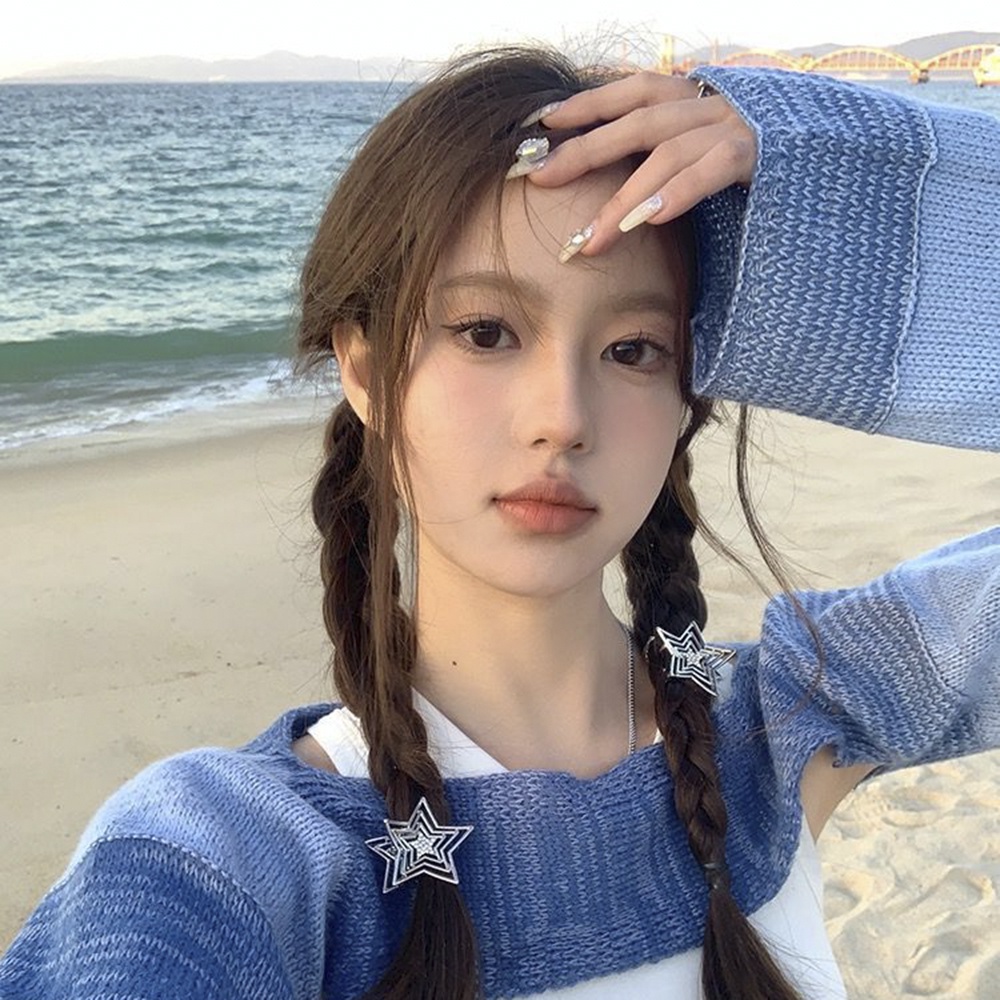 Y2k Kẹp Tóc Càng Cua / Kẹp Tóc Đuôi Ngựa Hình Ngôi Sao Rỗng Phong Cách Hip Hop Ngọt Ngào Đơn Giản Thanh Lịch Thời Trang Cho Nữ