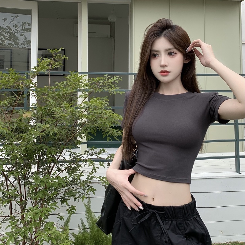 COZOK Áo Thun Croptop Tay Ngắn Dáng Ôm Thời Trang Quyến Rũ Cho Nữ
