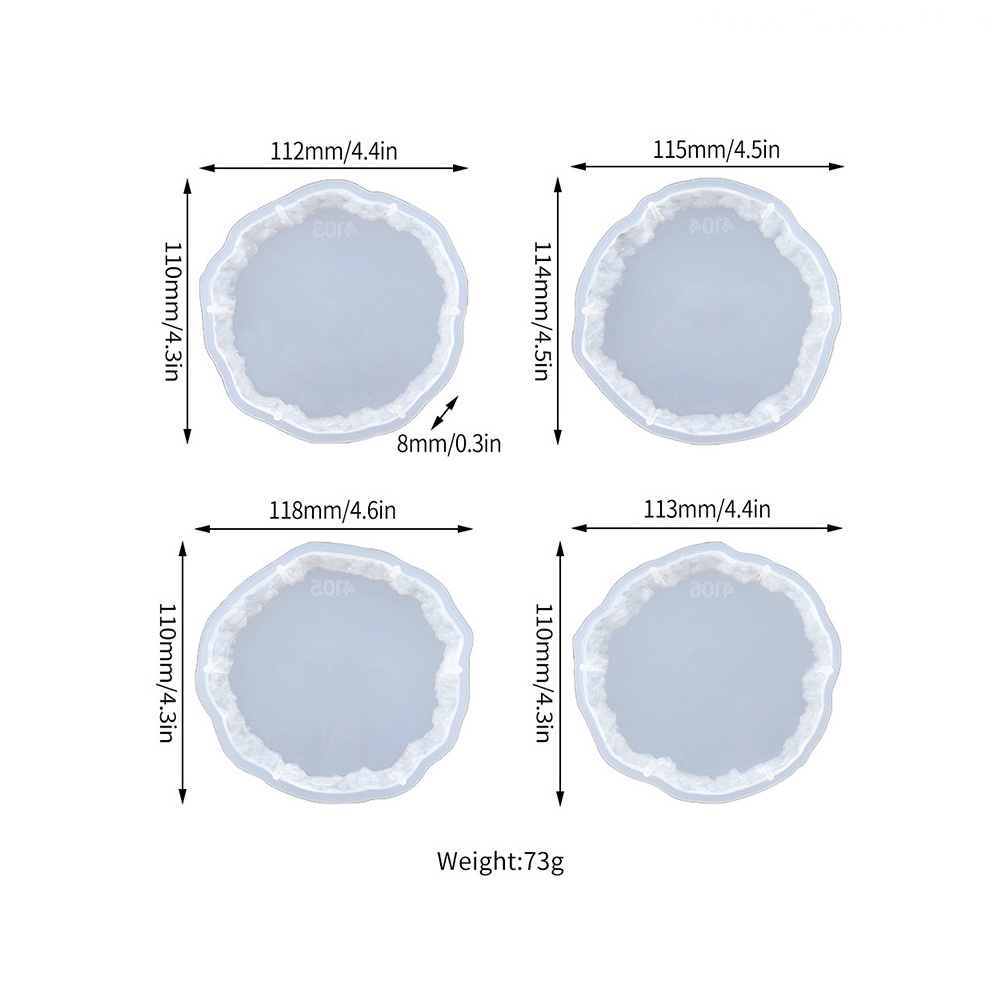 Set 4 Khuôn Silicone Làm Đế Lót Ly Hình Oval