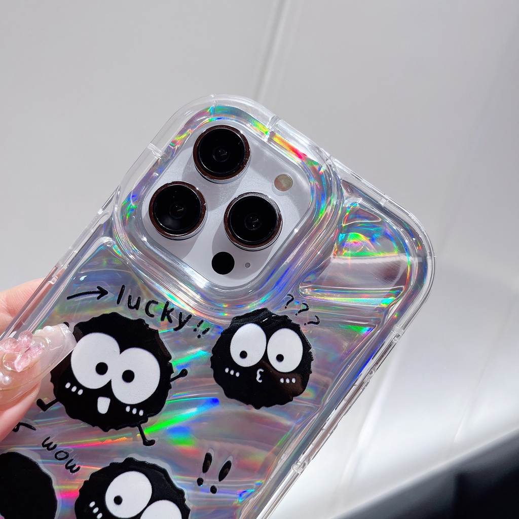 Ốp Điện Thoại TPU Trong Suốt Màu Laser Họa Tiết Hoạt Hình Cho iPhone 12 13 14 Pro Max