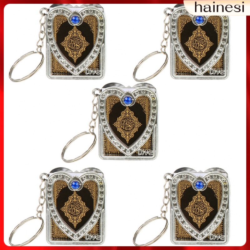 Set 5 Móc Khóa Treo Gương Chiếu Hậu Trang Trí Xe Hơi / Túi Xách Quran Koran