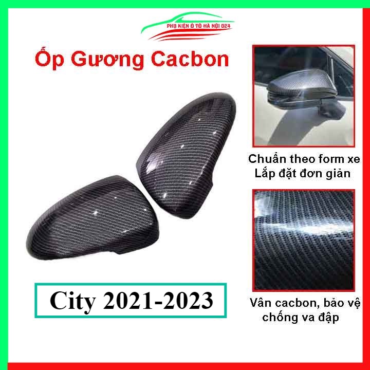 Ốp gương chiếu hậu City 2021-2023 vân Cacbon bảo vệ chống trầy trang trí làm đẹp xe