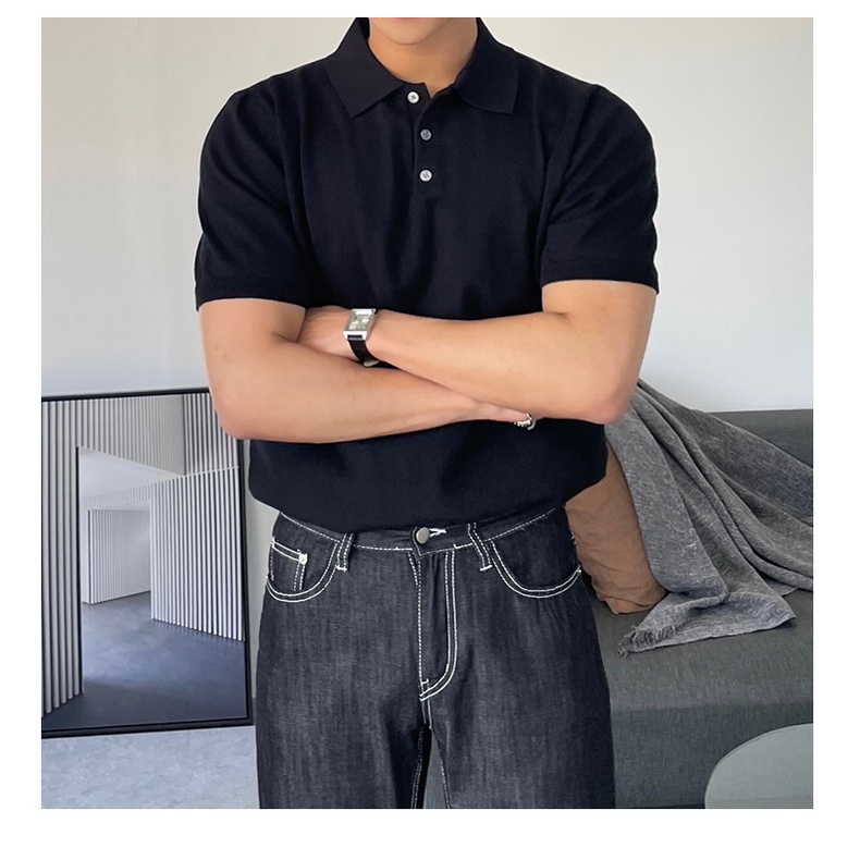 Áo Thun polo Tay Ngắn Dáng Rộng Màu Sắc Đơn Giản Thời Trang Mùa Hè Cho Nam