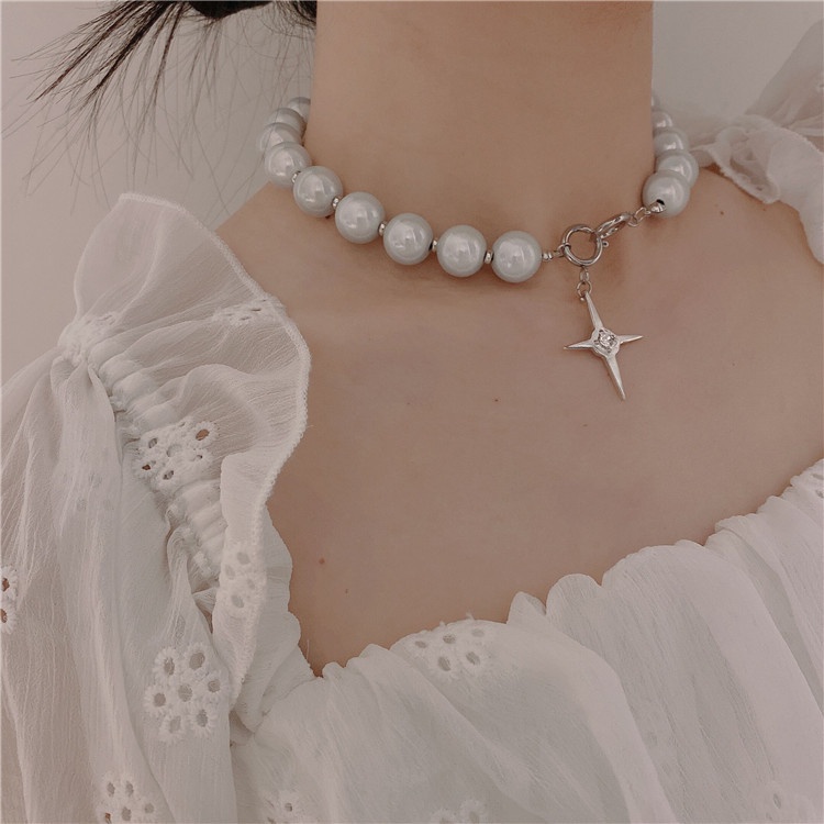 Vòng cổ Chuỗi Hạt Hình Thánh Giá Màu Dạ Quang Phong Cách Hip Hop