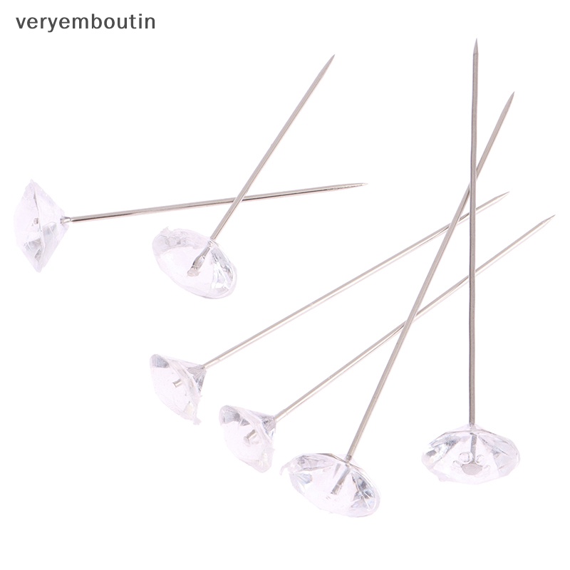 1 Hộp 50 Ghim Cài Áo Trong Suốt Bằng Hợp Kim DIY Hình Kim Cương