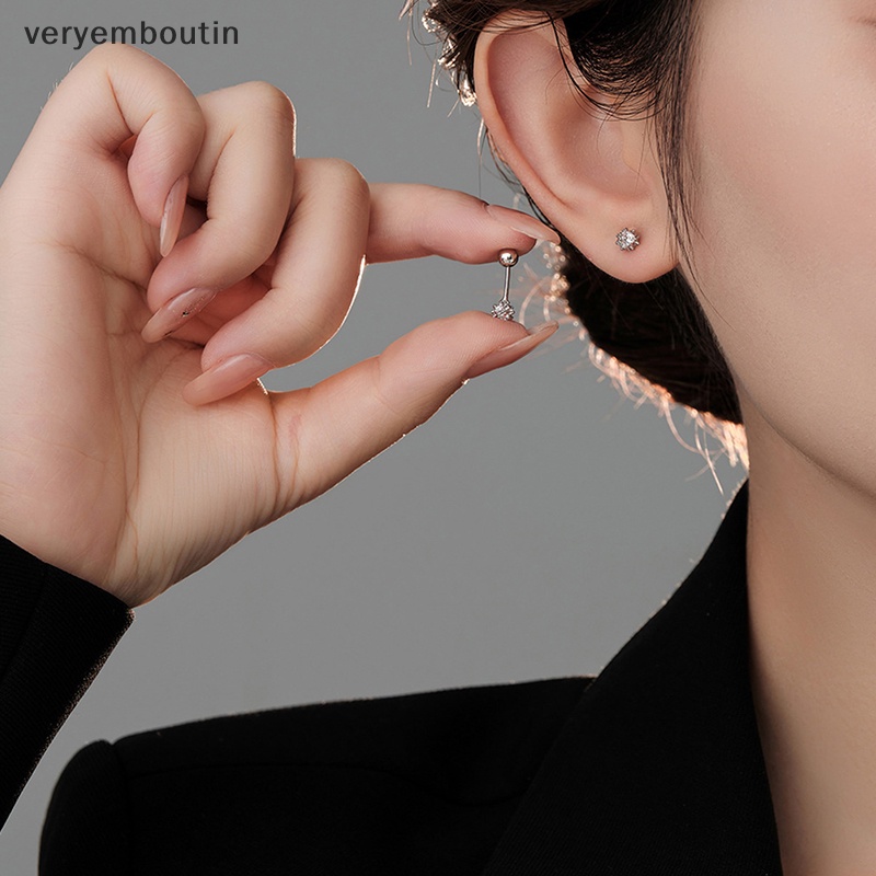 1 Đôi Bông Tai Đính Đá Zircon 5mm Thời Trang Dành Cho Nữ