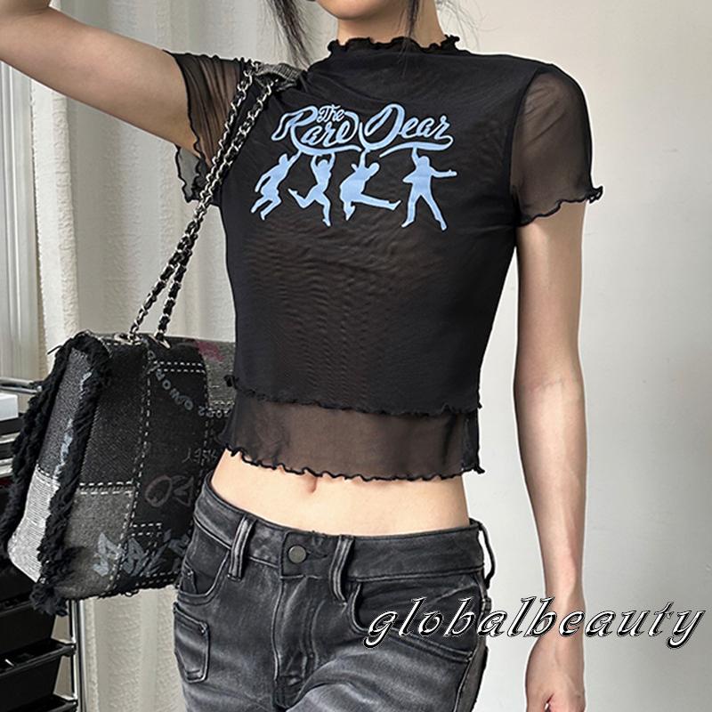 Áo Thun Crop Top Tay Ngắn In Chữ Lettuce Trim Thời Trang Mùa Hè Cho Nữ
