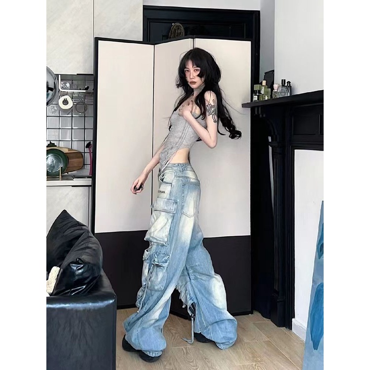 Quần Jeans Dài Ống Rộng Thời Trang Dành Cho Nữ 3X4H