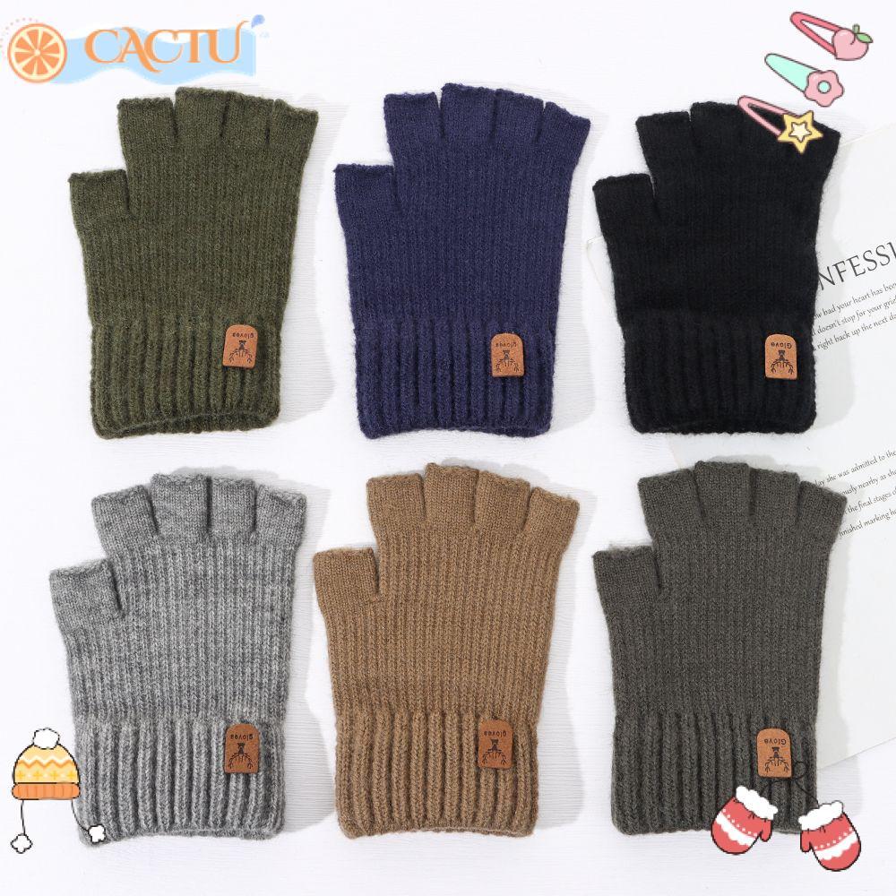 CACTU Găng Tay Dày Hở Ngón Giữ Ấm Thời Trang Thu Đông