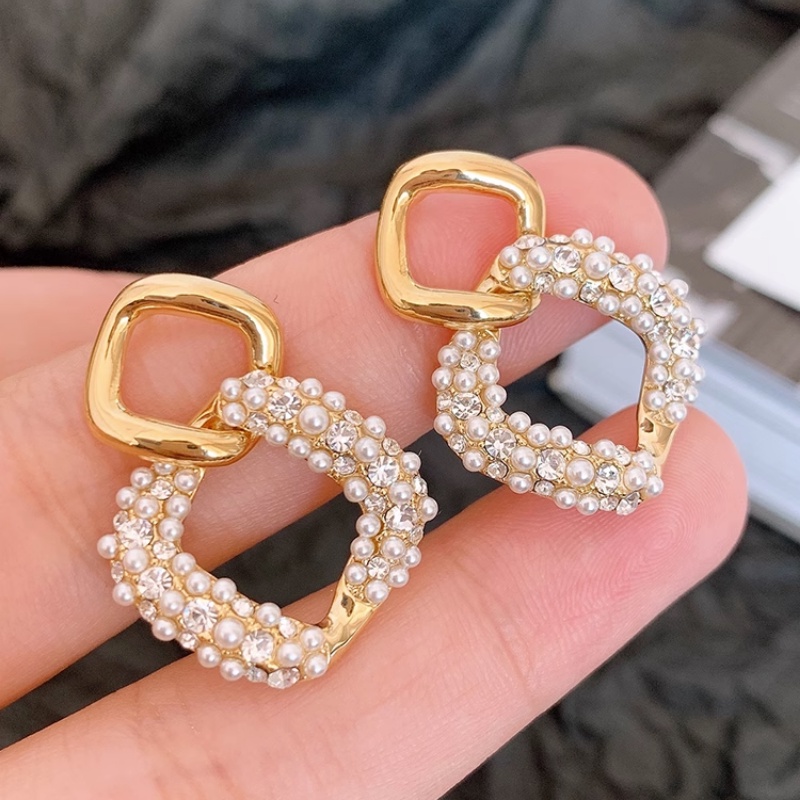 Bông Tai Mạ Bạc 925 Đính Kim Cương Giả Và Ngọc Trai Sang Trọng Thời Trang 2023