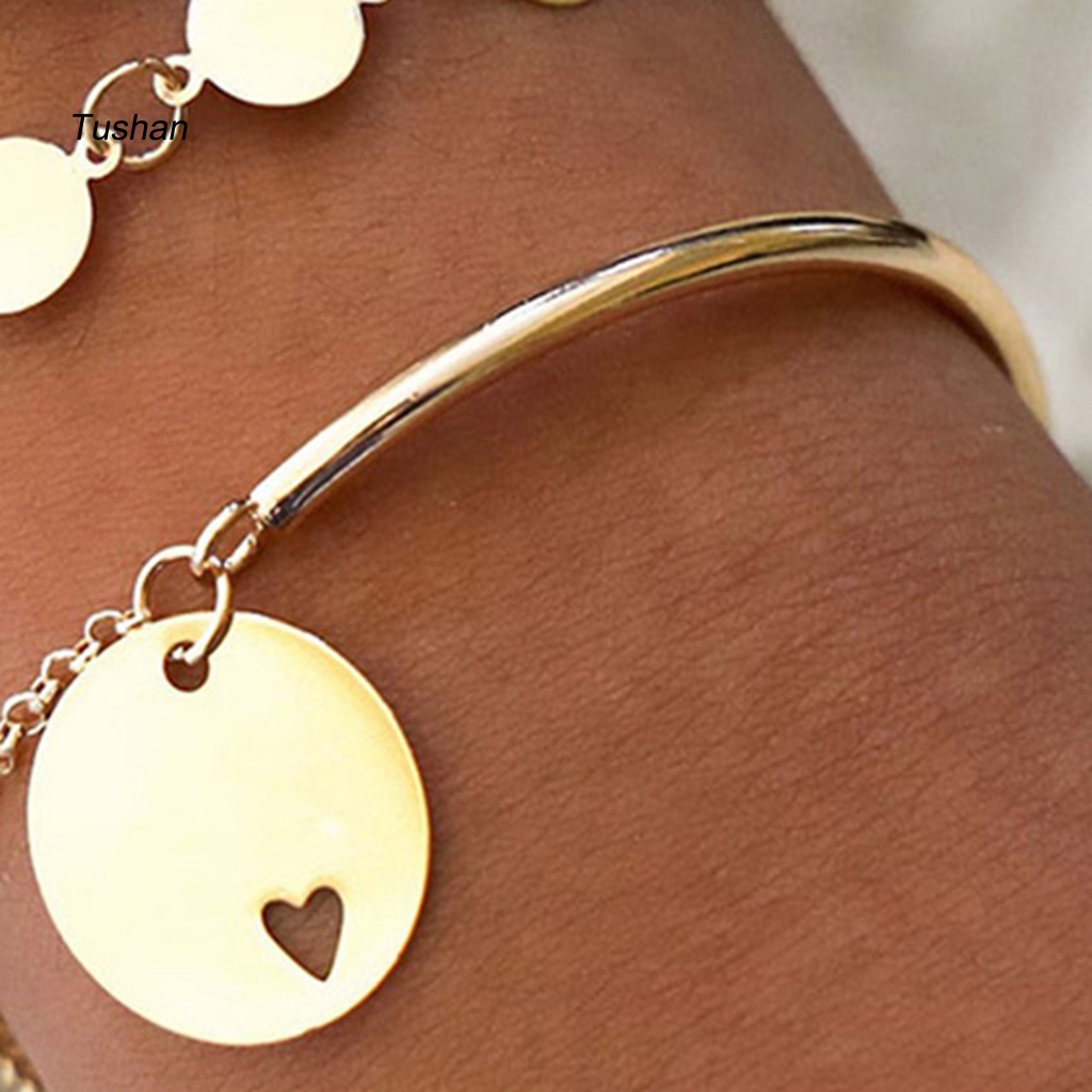 Set 4 Vòng Tay Hợp Kim Có Thể Xếp Chồng Lên Nhau Thời Trang Cho Nữ