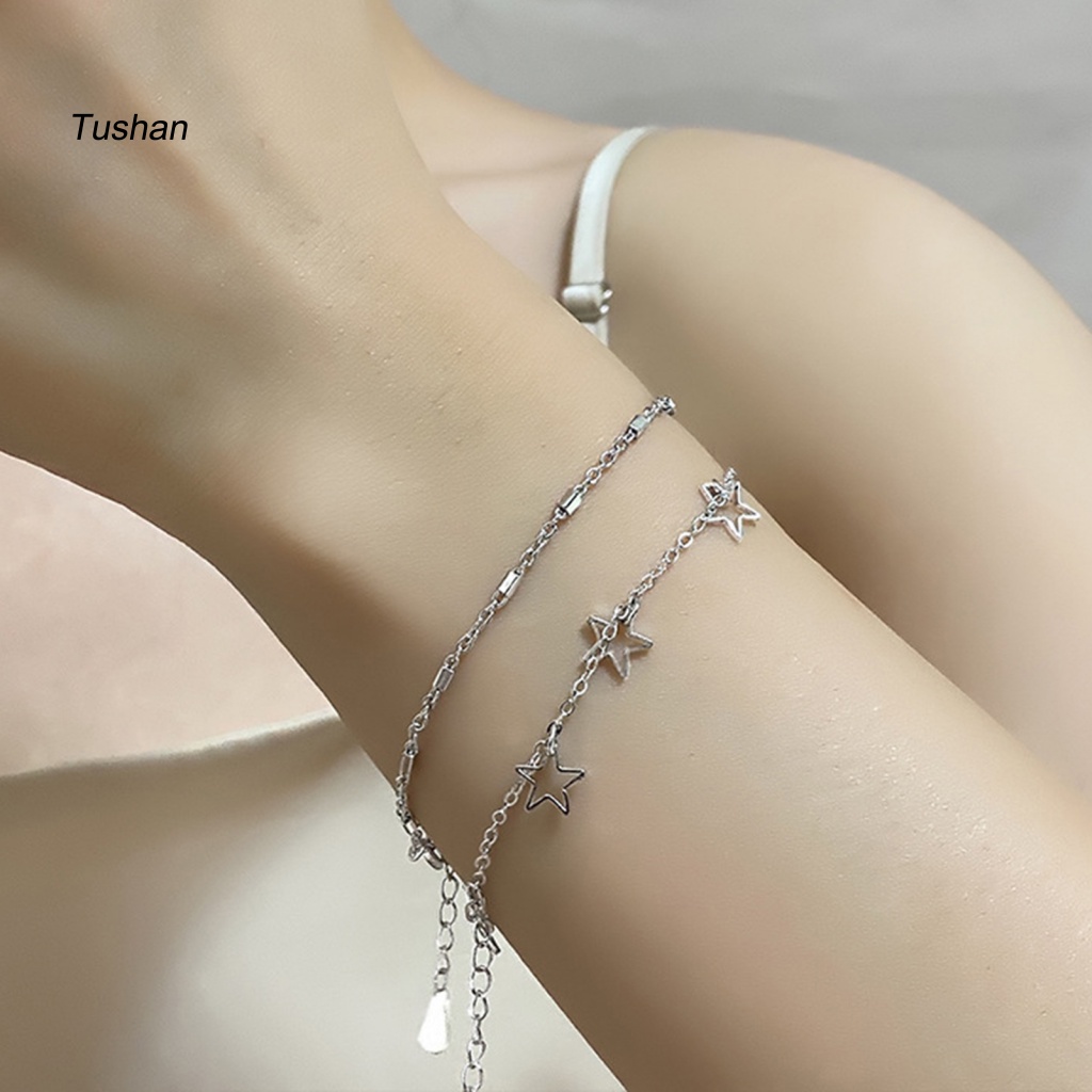 [Ts] Vòng Đeo Tay Phối Tua Rua Hình Ngôi Sao Rỗng Quyến Rũ Có Thể Điều Chỉnh Trang Sức Làm Quà Tặng Thời Trang Ngọ