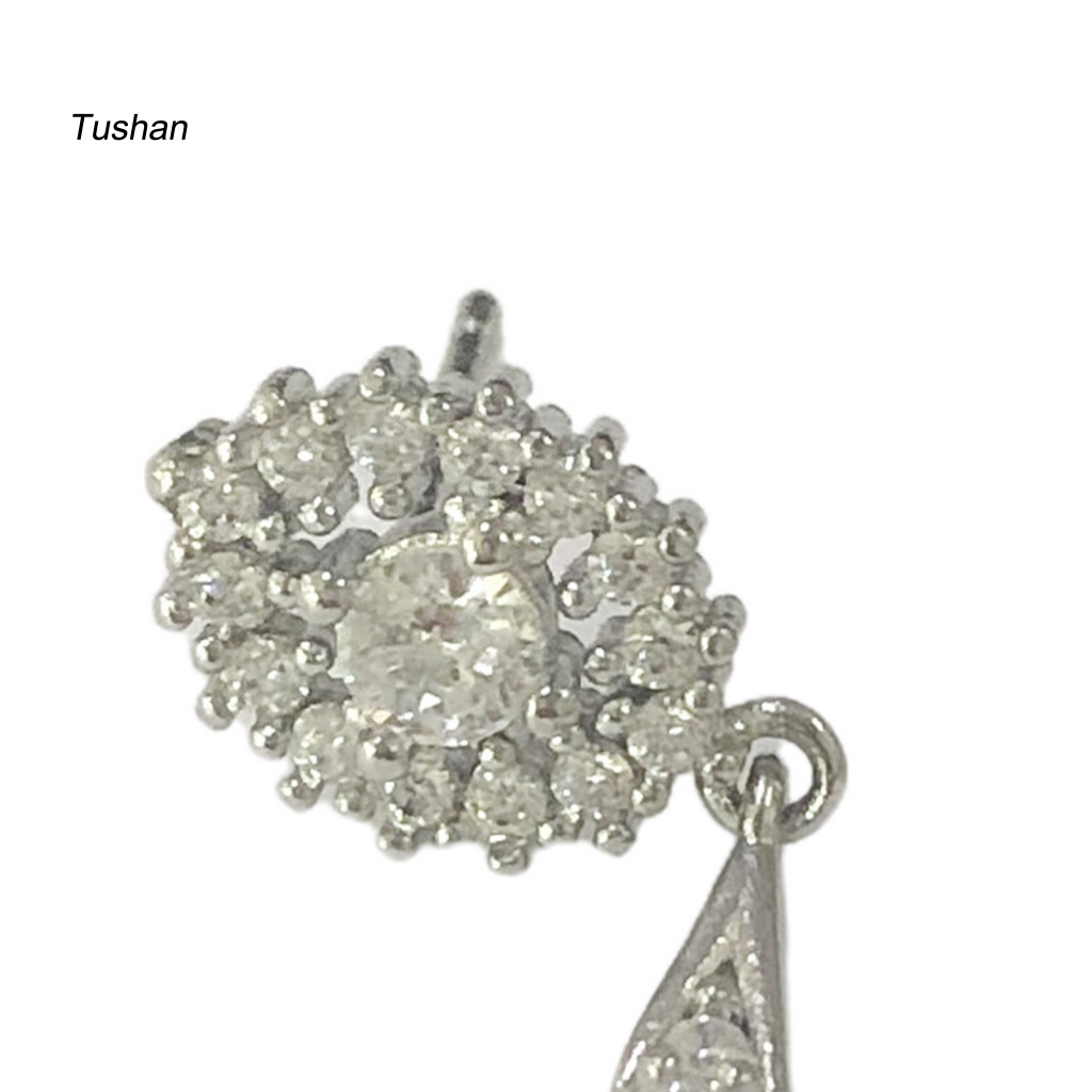 1 Đôi Bông Tai Hình Oval Đính Đá Zircon Thời Trang Dành Cho Nữ