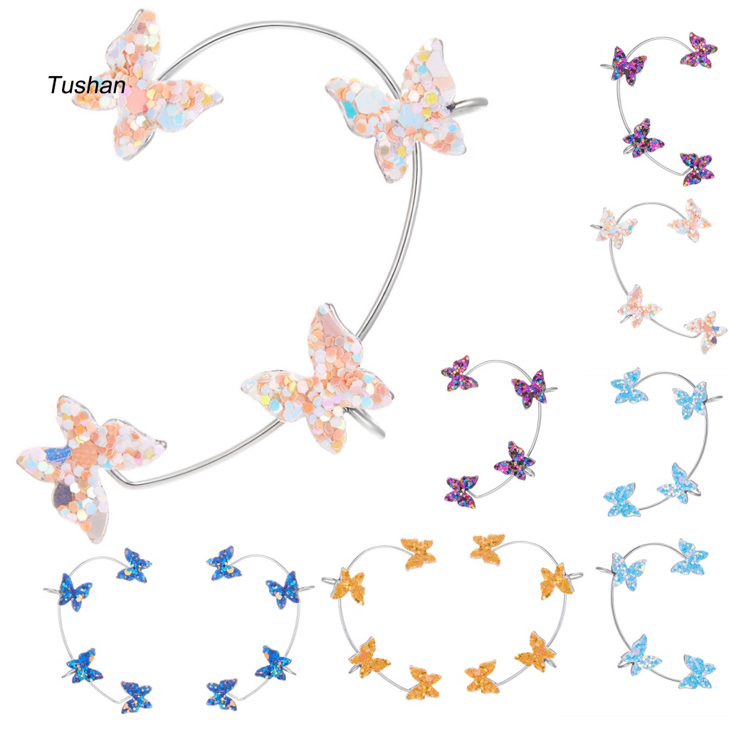 1 Khuyên Vành Tai Kim Loại Hình Bướm Đính Đá Thời Trang Cho Nữ