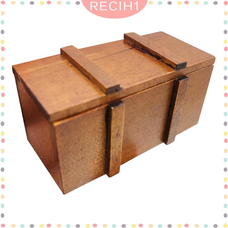 [Recih] Mô Hình Hộp Kho Báu Mini Bằng Gỗ Cổ Điển 1: 12 Trang Trí Nhà Búp Bê