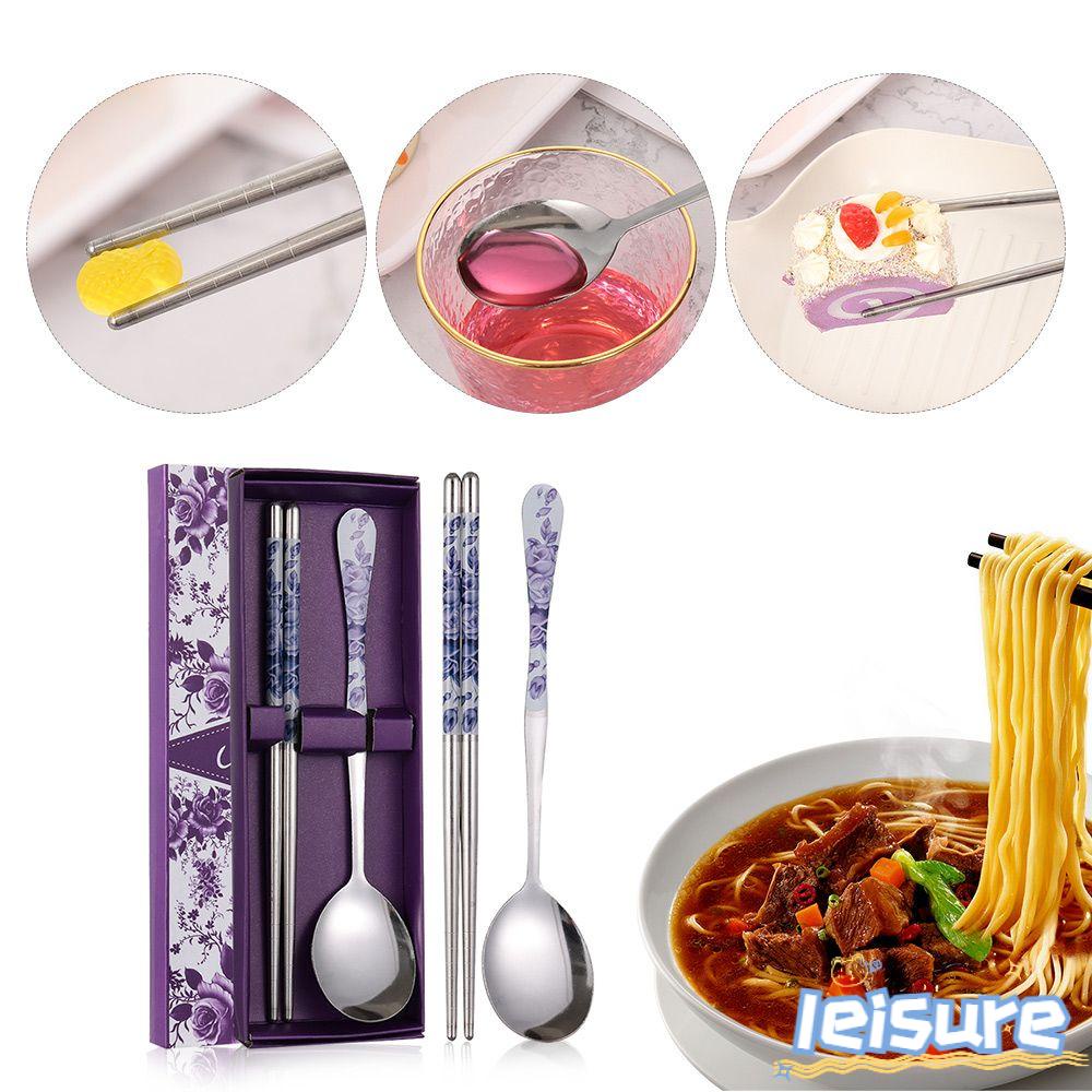 Bộ 2 Món Muỗng Đũa Nĩa Đánh Bóng Tùy Chỉnh Hàn Quốc Dùng Khi Đi Du Lịch / Cắm Trại