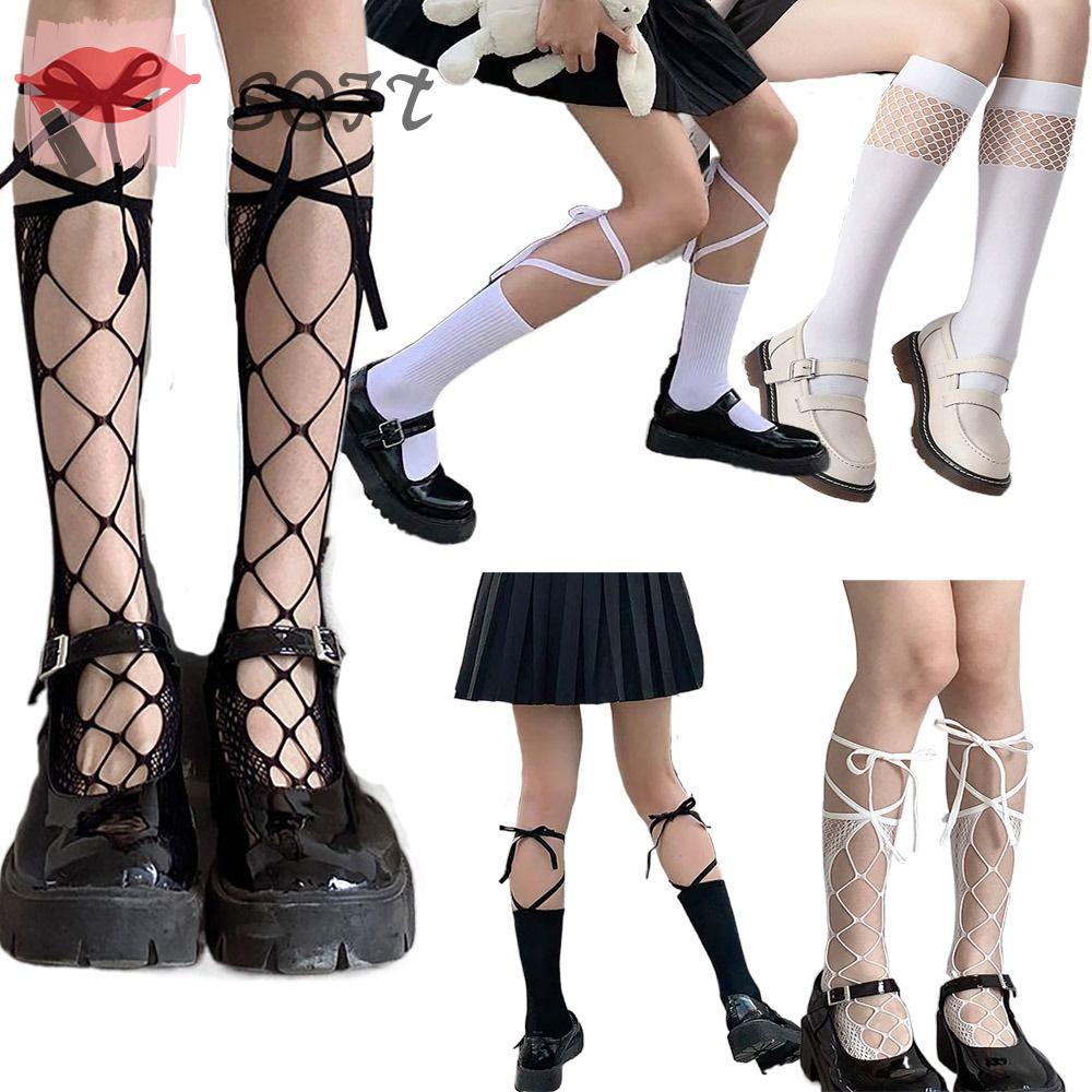 Đôi Tất Lưới Đan Chéo Siêu Mỏng Phong Cách Lolita Dành Cho Nữ