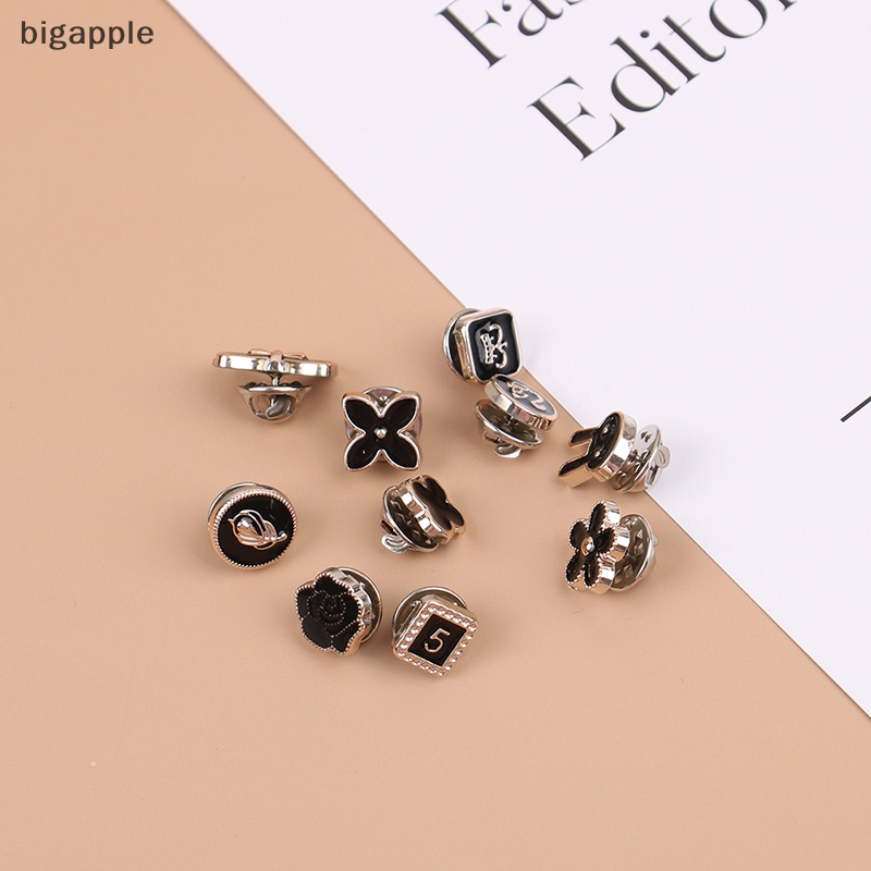 Bigapple Bộ 10 Ghim Cài Áo Đính Đá Ngọc Trai Giả Không Cần Khoan Lỗ Tai RDG