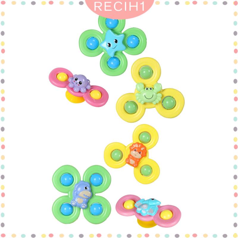 [Recih] Bộ 3 Đồ Chơi Xoay Có Cốc Hút Cho Kỹ Năng Động Cơ Tốt