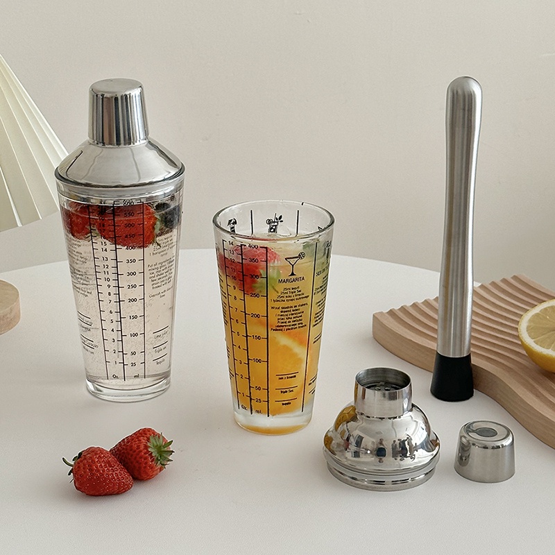 HERA Bình Lắc Cocktail 400ml Có Thước Đo Tiện Dụng Cho Gia Đình / Quán Bar