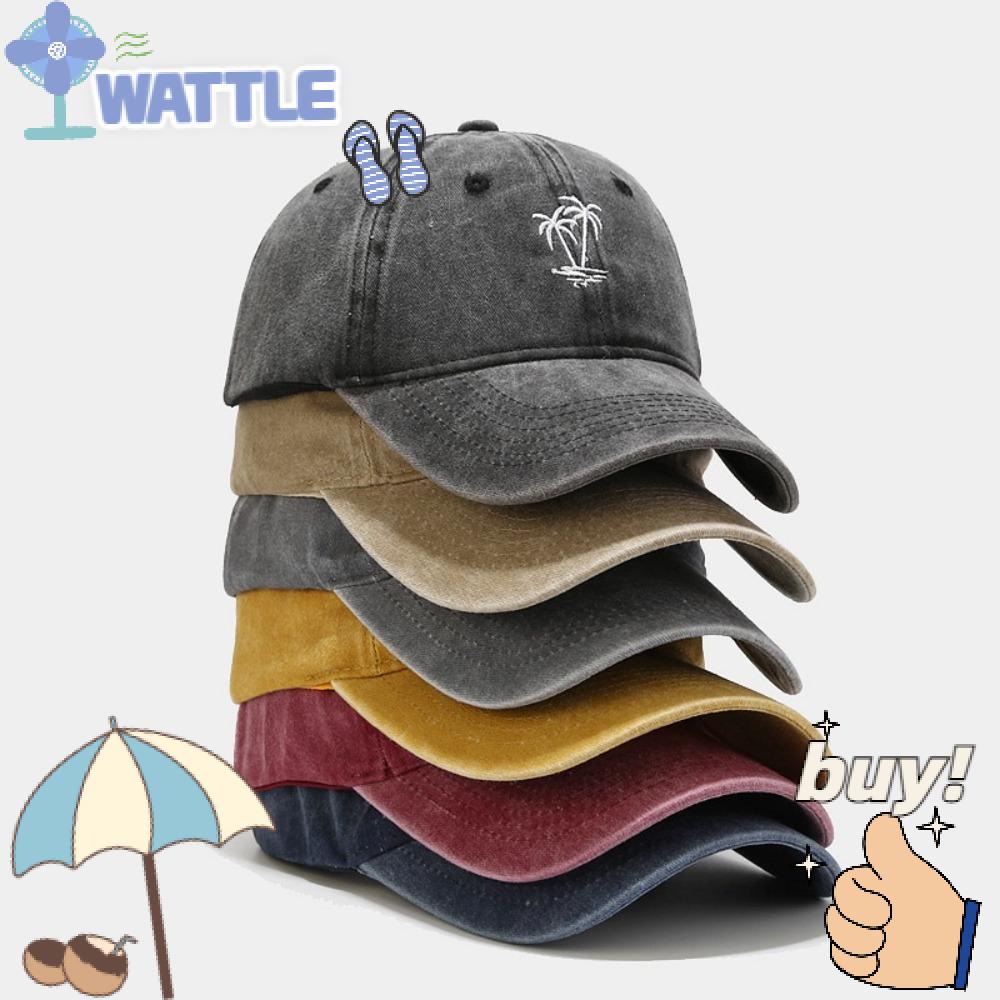 Mũ Lưỡi Trai DENIM Thêu Họa Tiết Cây Dừa Phong Cách Vintage Dành Cho Nam Và Nữ