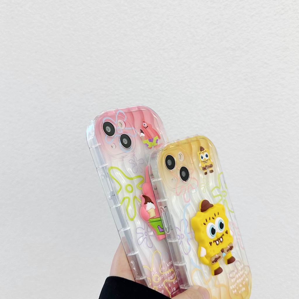 Ốp Điện Thoại TPU Dẻo Trong Suốt Họa Tiết Hoạt Hình Spongebob &amp; Patrick Cho iPhone 13 12 11 Pro Max 14 Plus