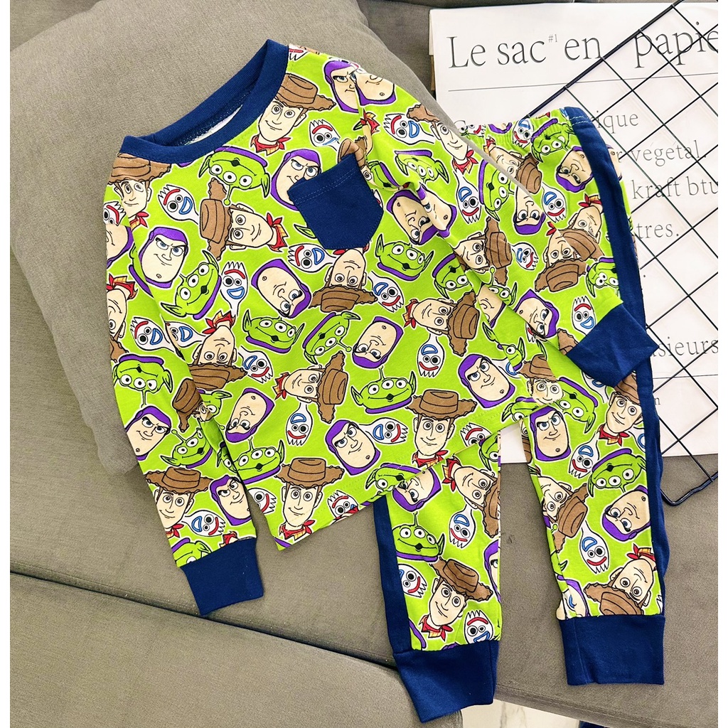 Bộ quần áo cotton vnxk thun borip xuất dư dài tay cho em bé trai, bảng màu siêu đẹp