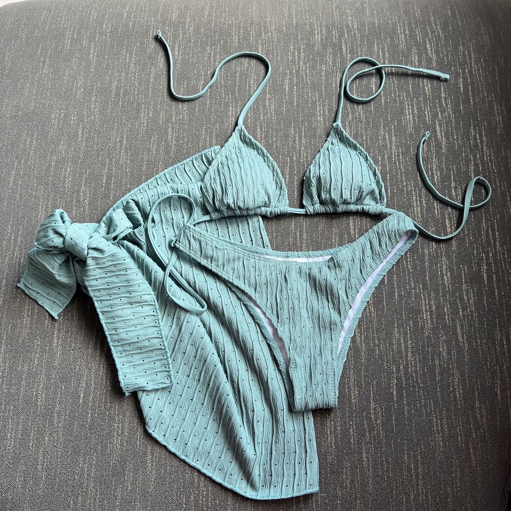 Bộ Bikini Ba Mảnh Thiết Lập Mới Dây đeo Sexy Dây Rút đồ Bơi