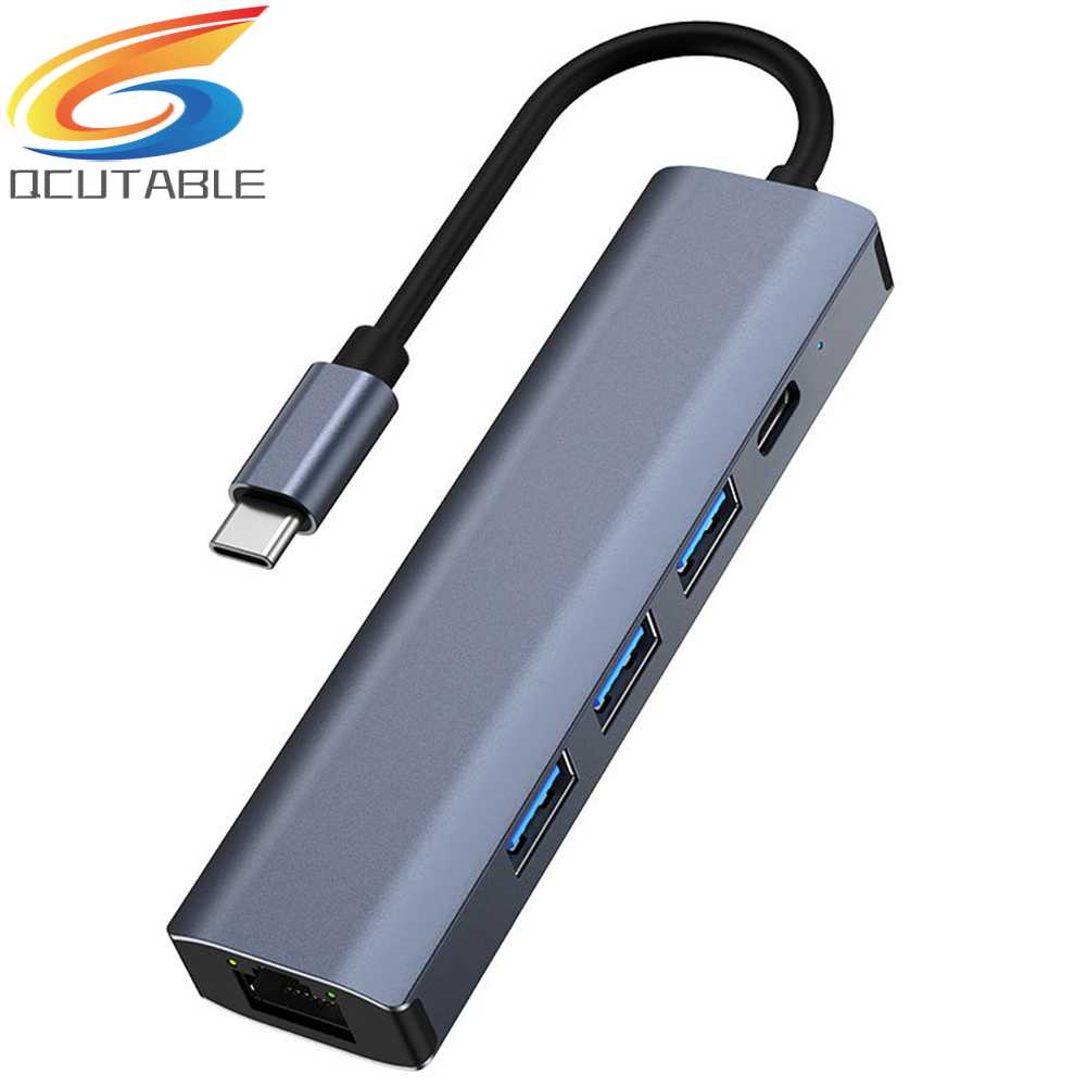 Hub 5 Trong 1 USB C Hub 100W PD 5Gbps Type C Sang USB 3.0 + Phụ Kiện Đi Kèm