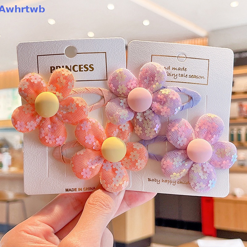 Set 2 Kẹp Tóc Hình Hoa Vải Xinh Xắn Cho Bé Gái Mới