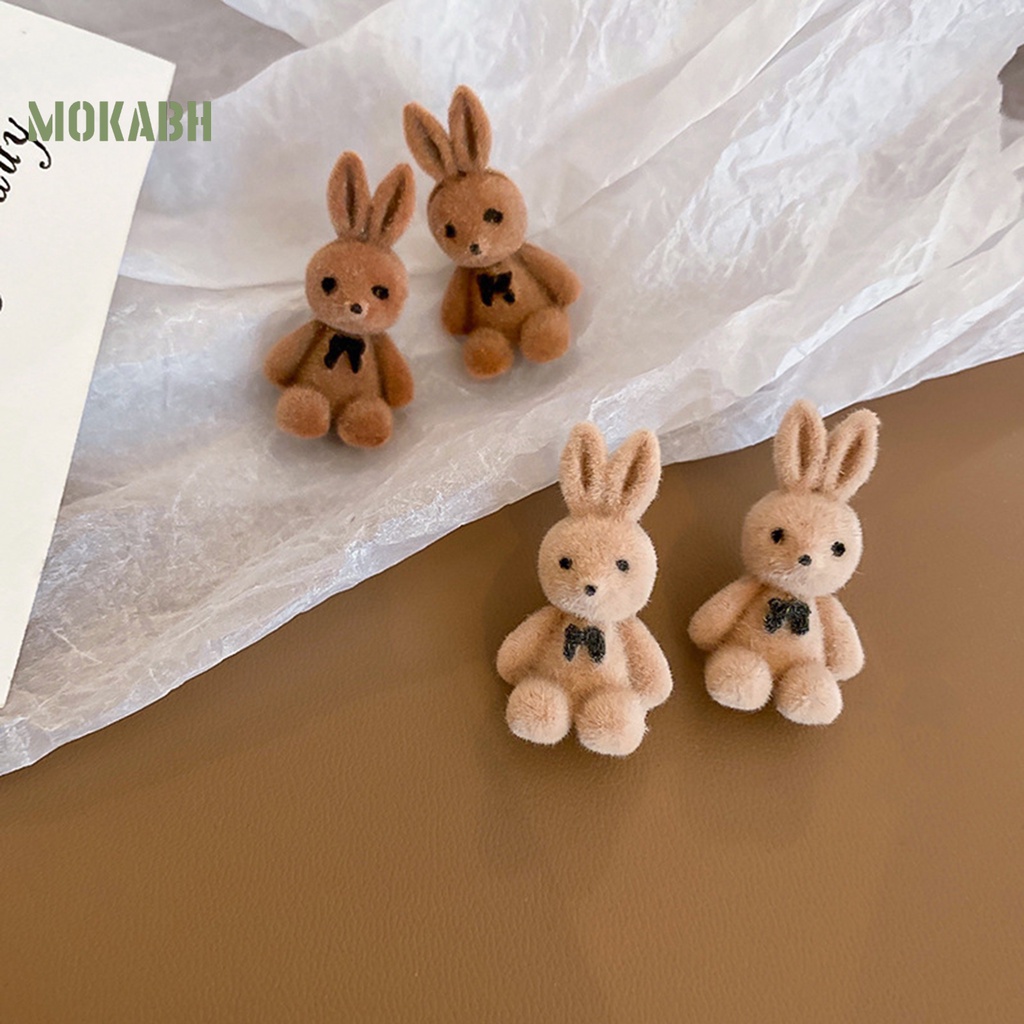 [Mới] 1 Cặp Bông Tai Thỏ Nhung Ấm Áp Thanh Lịch Thời Trang Mùa Đông