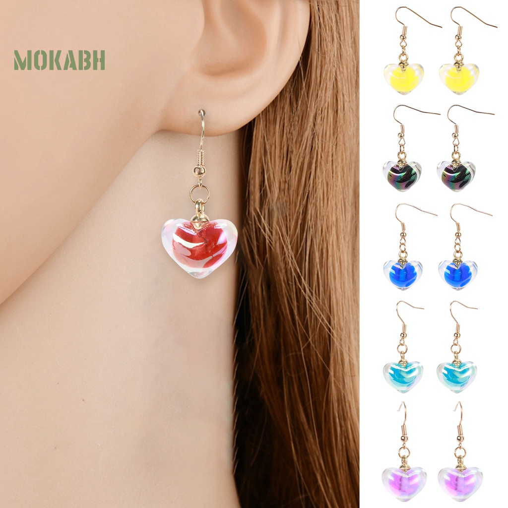 1 Đôi Bông Tai Hình Trái Tim Bằng Acrylic Mạ Điện Thoải Mái Chống Phai Màu Thời Trang Công Sở Cho Nữ