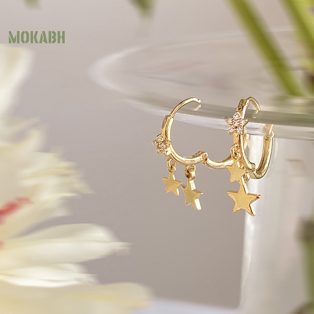 1 Đôi Bông Tai Hình Ngôi Sao Đính Đá Mạ Điện Không Phai Màu Trọng Lượng Nhẹ Thời Trang Dành Cho Nữ