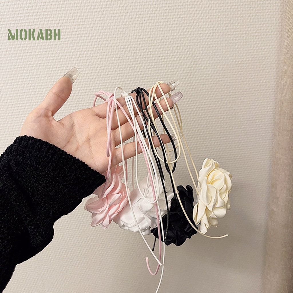 Vòng Cổ Choker Màu Trơn Họa Tiết Hoa Thanh Lịch Có Thể Điều Chỉnh Cho Nữ