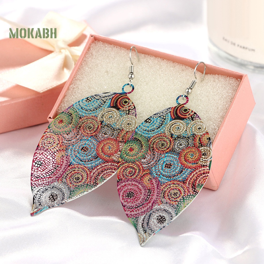 Bông Tai Hình Chiếc Lá Nhiều Màu Sắc Phong Cách Vintage Thời Trang Cho Nữ