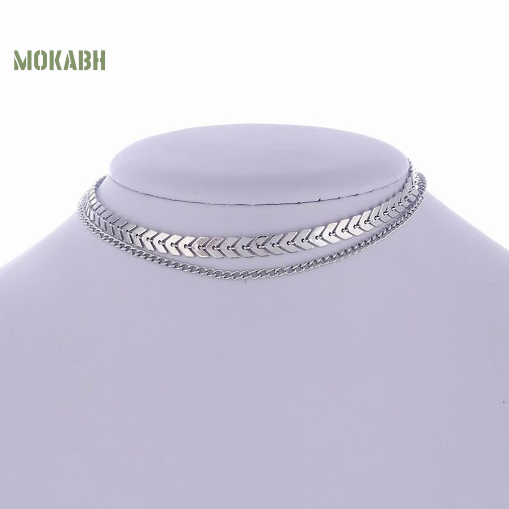 Vòng Cổ Choker Hai Lớp Hình Xương Cá Thời Trang Dành Cho Nữ